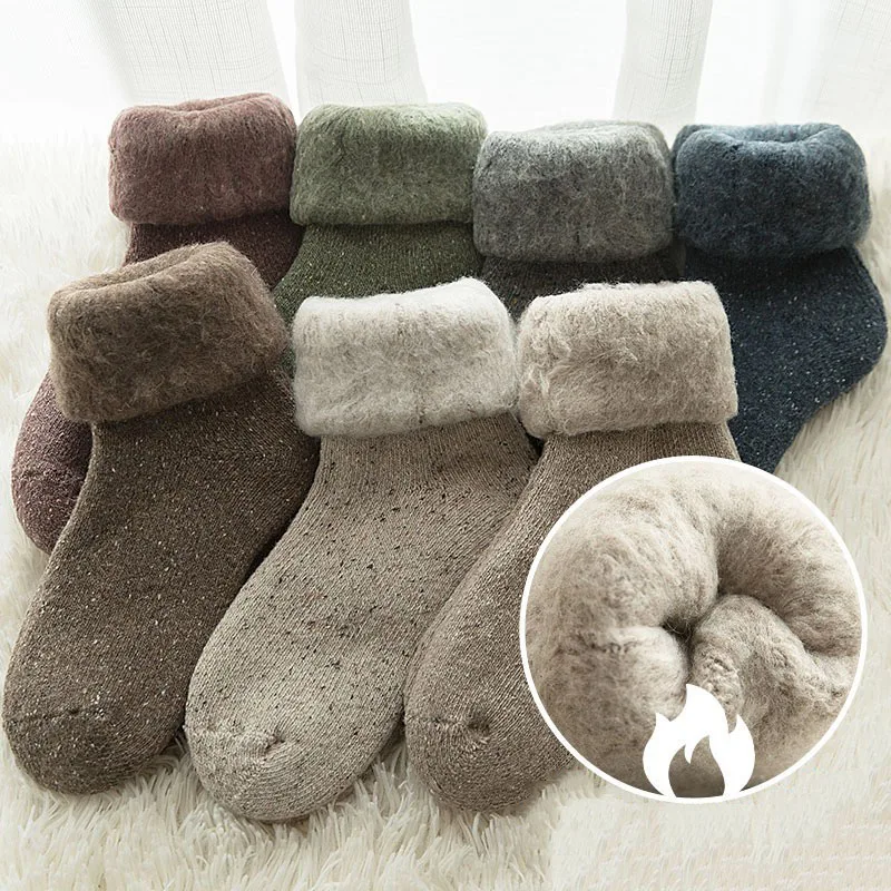 

1 Pair High Quality Women's Ultra-thick Snow Socks Autumn Winter Trend Plush Pure Cotton Insulation Thickened Plush Floor Socks