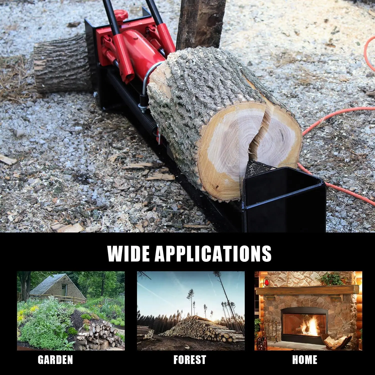 ATGS012 Torin Hydraulic Log Splitter: Durable Manual Wood Splitter with Horizontal Full Steel Beam Labor-saving Machine