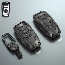 Premium Zinc Alloy Car Key Cover Shell for BMW - Sleek and Durable Design Accessories (Grey)