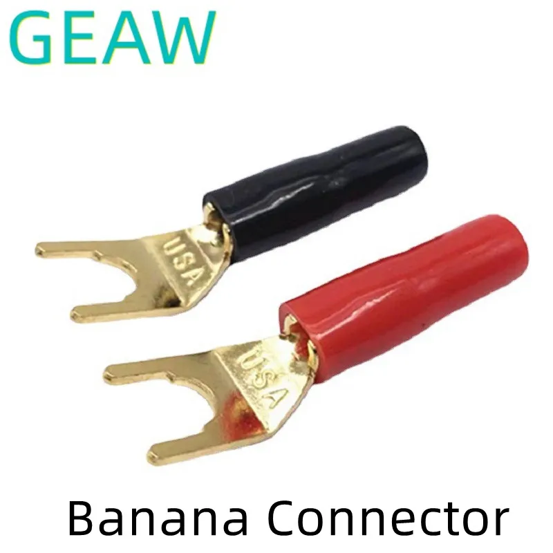 100PCS Y style Spade Banana Plug Gold Plated Brass Terminal Plug