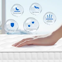 Пружинный матрас AUTHMIC с карманными пружинами, 7 зон, эргономичная поддержка, средней жесткости, толщиной 22 см, с приталенным простынем для дома, спальни, комфорта сна — изображение 4