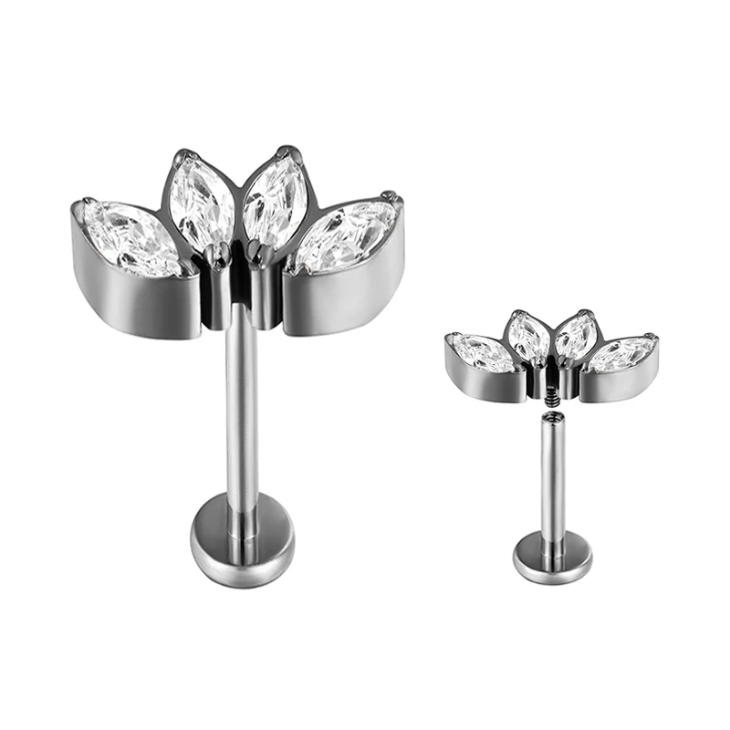 G23 Titanium Ear Piercing Earring Nail Internal Thread Labret Lip Stud Cartilage Tragus Stud Earrings Body Piercing Jewelry 16G