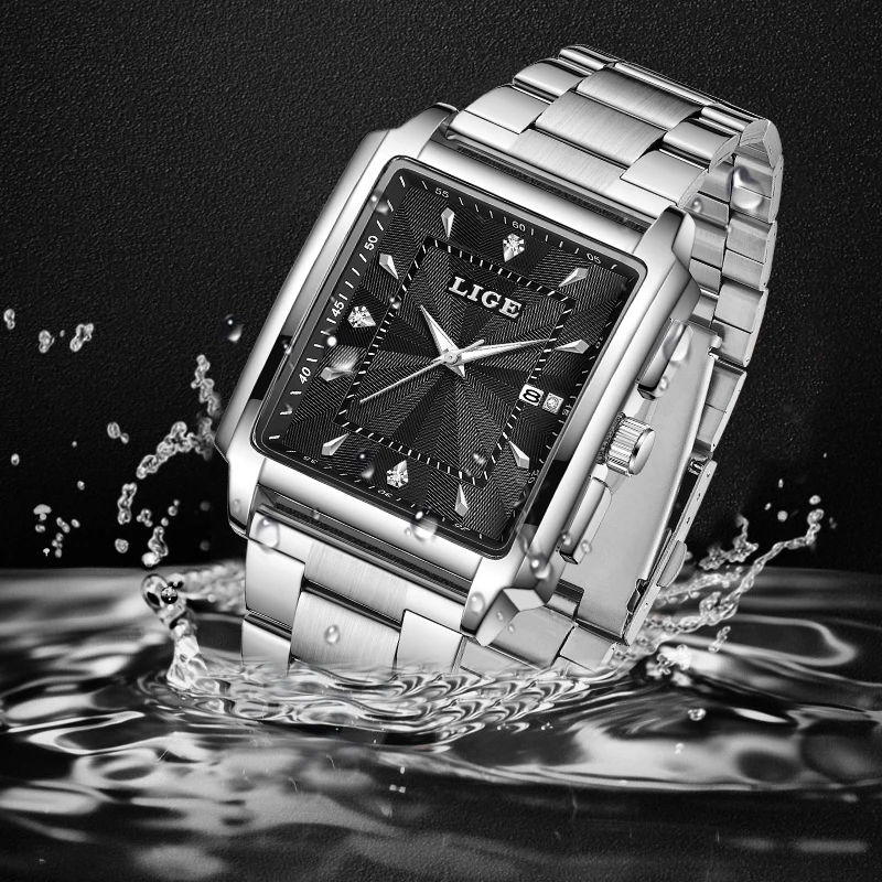 New Man Watch LIGE Luxury Fashion Business Waterproof Quartz Watches for Men Stainless Steel Band Clock Luminous Chronograph+Box