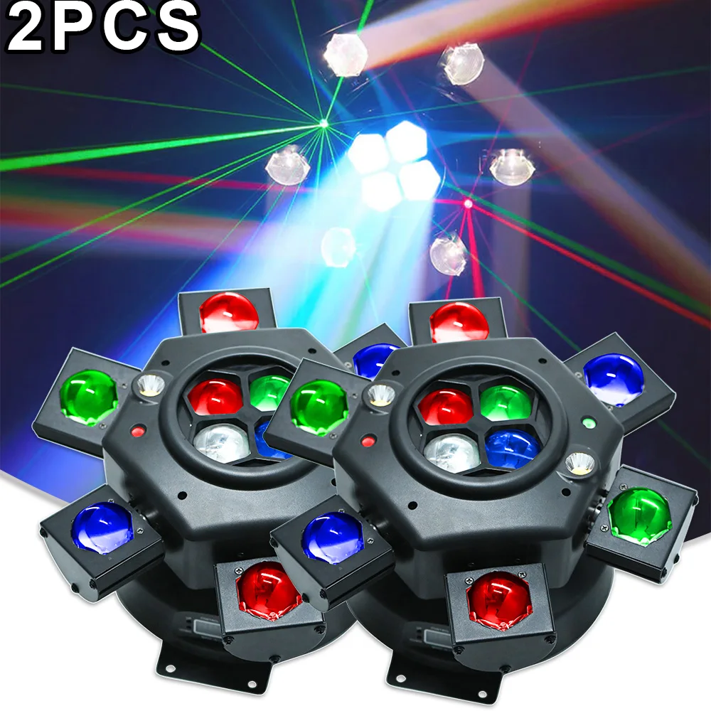 

2PCS 6Arms LED 10x10w CREE RGBW Bee Eye RG Laser Strobe 4in1 Effect Rotate Stage Lighting Party DJ DMX Disco Music Club Bar Lamp