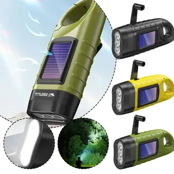 Black/Yellow/Green Colors Survival Gear Self Powered Charging Torch LED Flashlight Hand Crank Solar Powered Rechargeable Dynamo