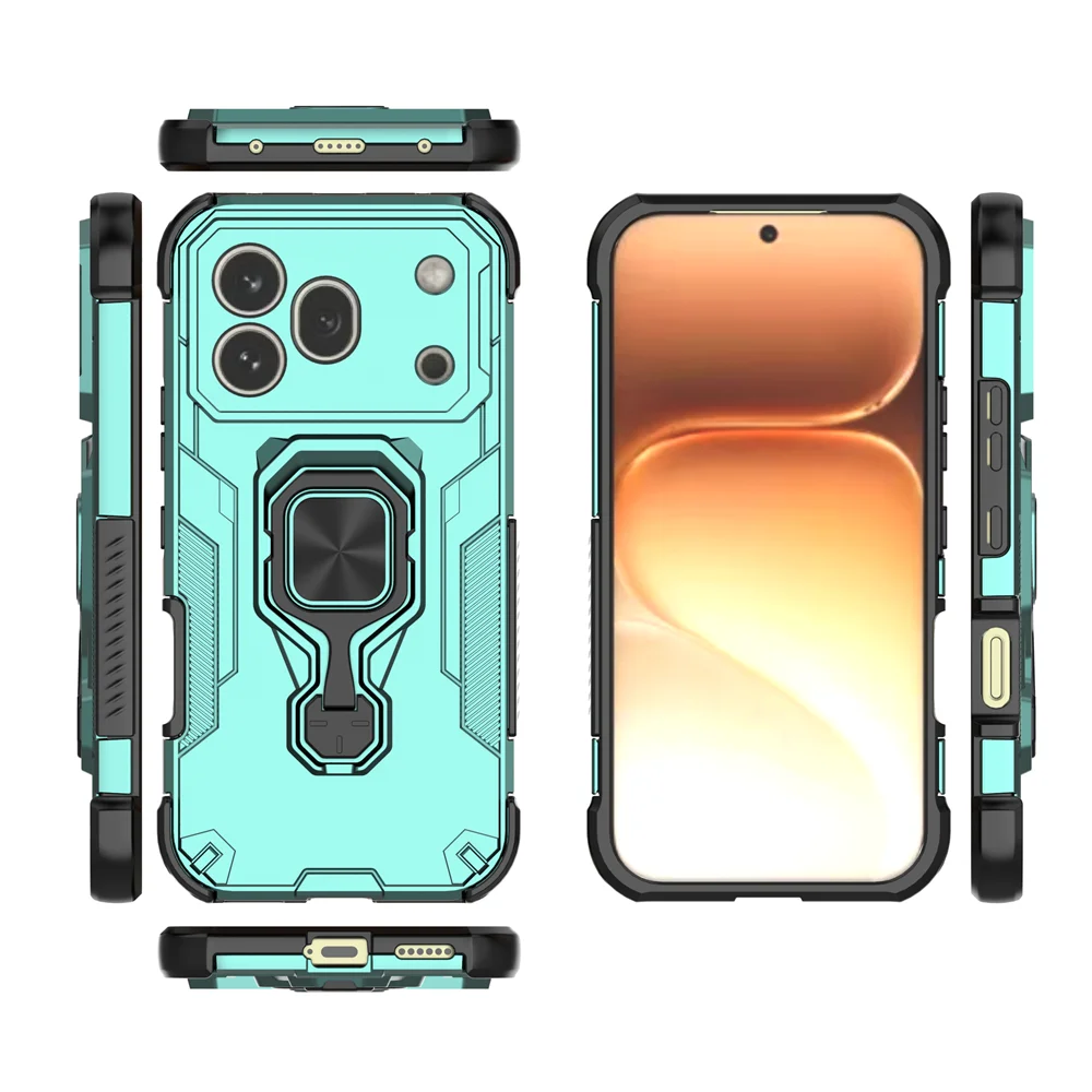 For Honor 600 Pro Ring Holder Heavy Duty Rugged Case with Metal Kickstand