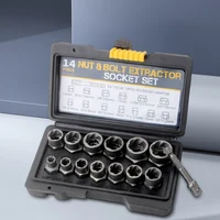 14 Pieces Impact Bolt & Nut Remover Set with Storage Case Bolt Extractor Tool Set Alloy Nut Bolt Extractor Sleeve Set 2