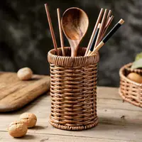 Handmade Rattan Storage Box Cosmetic Pen Holder Tea Ceremony Accessories Tableware Storage Decoration Household Storage Basket 1