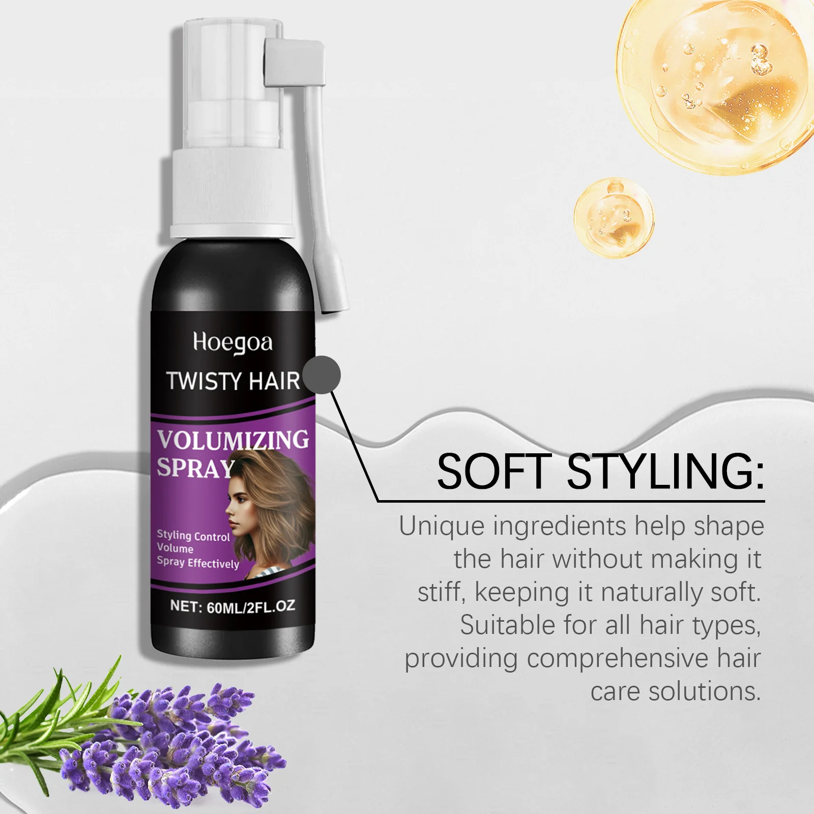 Lavender Hair Volumizing Spray Non Greasy Oil Control Improve Style Strengthen Texturizers Keep Dry Leave-In Hair Fluffy Sprays