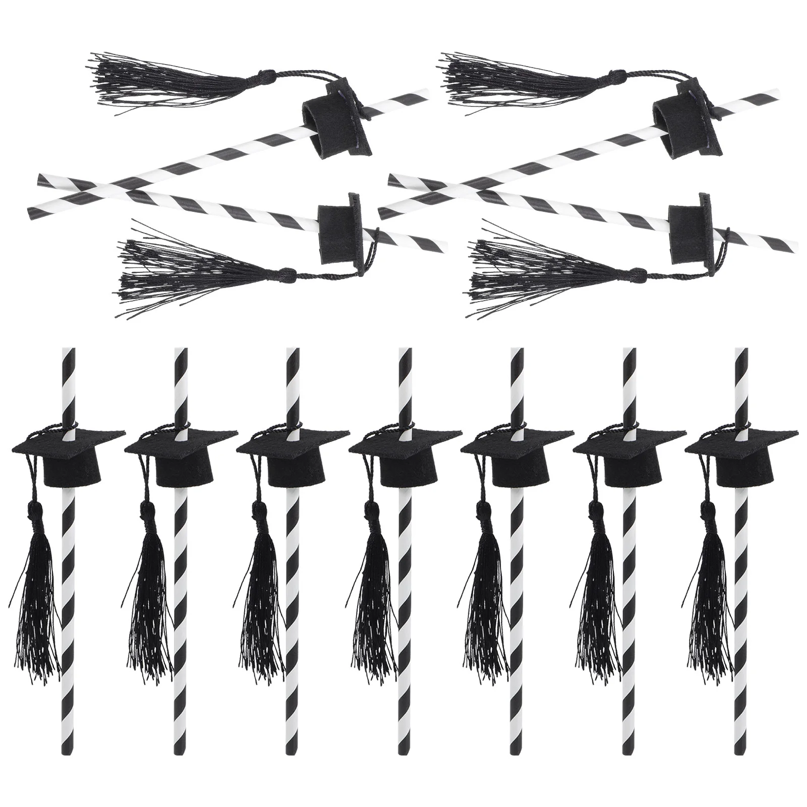 12 Pcs Straws Decor Party Drinks Non Woven for Drinking Red Heart Confetti Long Graduation