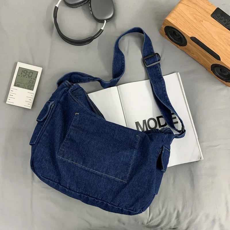 Bolso Bandolera Vaquero Para Mujer - Estilo Retro, Gran Capacidad, Color Azul Denim - CORIOS
