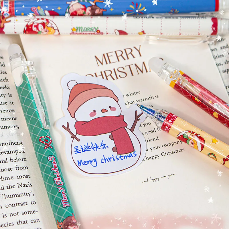 14pcs/set Erasable Pen 0.5mm Blue Gel Pen Replaceable Pen Lead Eraser for Teacher Gifts/Christmas Gifts School Stationery Kawaii