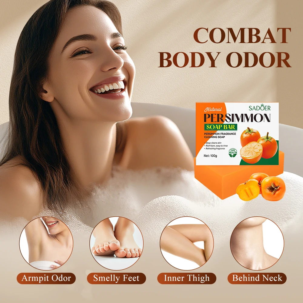 Natural Persimmon Soap Bar for Body Odor Control and Freshness