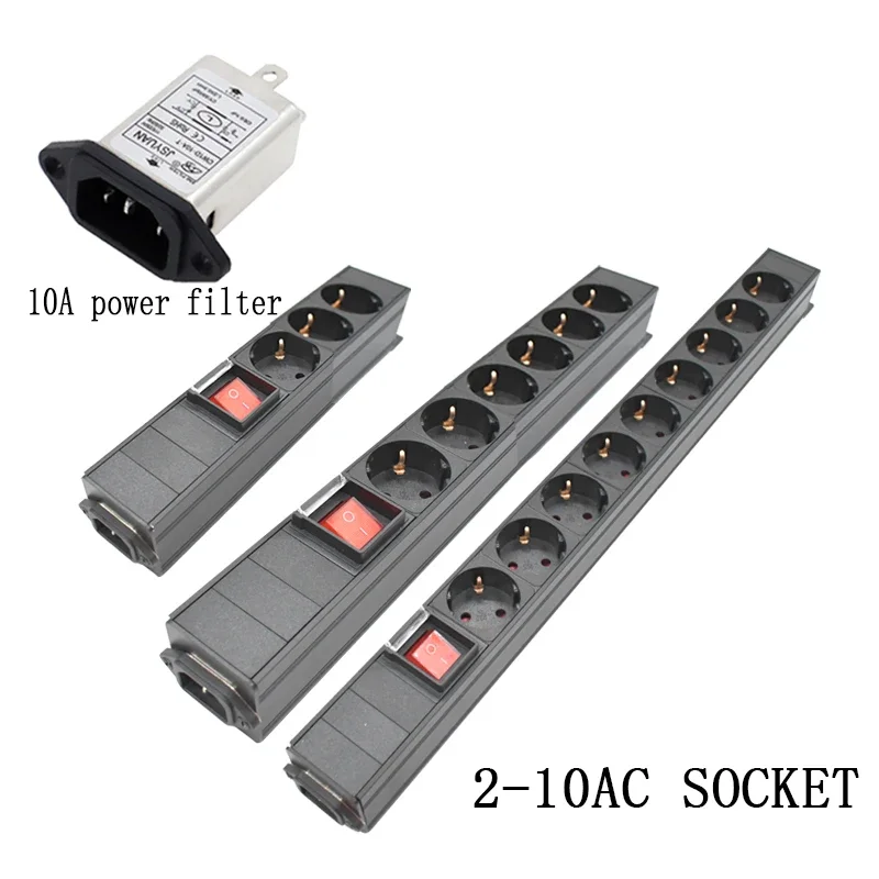 Фильтр переменного тока, HiFi аудио шумоподавляющий, с защитой от перенапряжения, сетевой фильтр с вилкой европейского стандарта, 2-10 розеток переменного тока