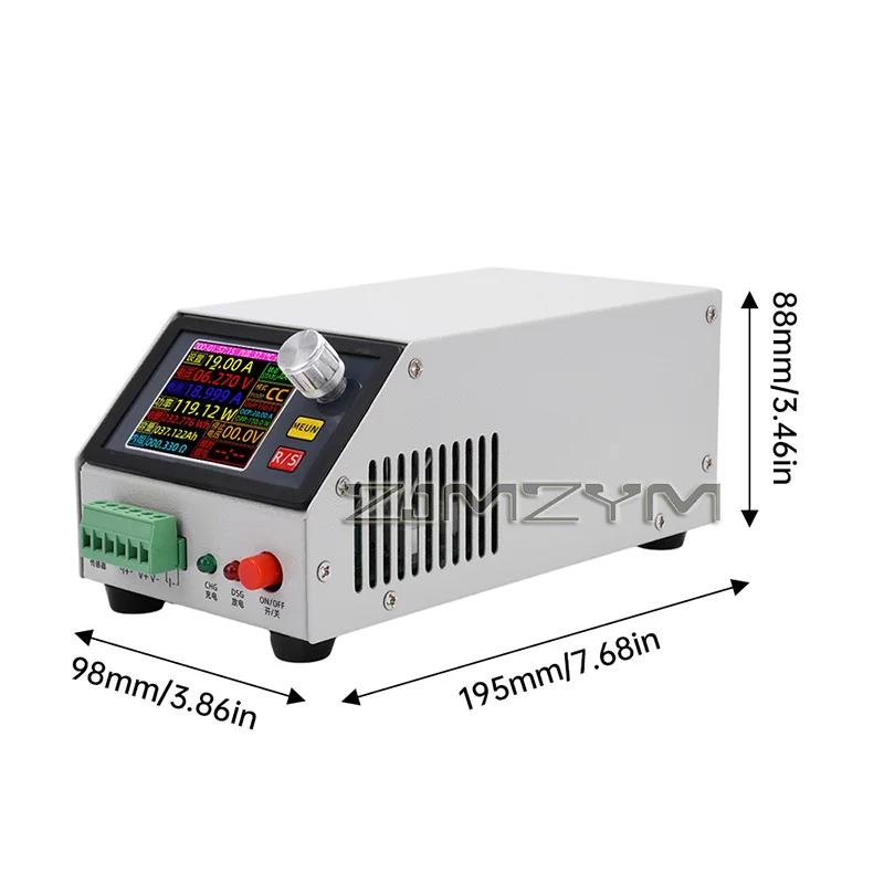 DC CNC 전자 부하 테스터 2.4인치 컬러 스크린 0150V 20A 150W 배터리 용량 어댑터 포함 정밀 측정용