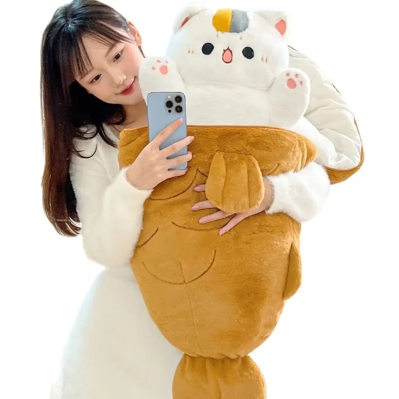 

80*45CM Kawaii Taiyaki Cat Dog Rabbit Plush Toys Furry Animal Plushie Nest Pillow Big Bone Carrot Cushion Lovely Doll for Girls