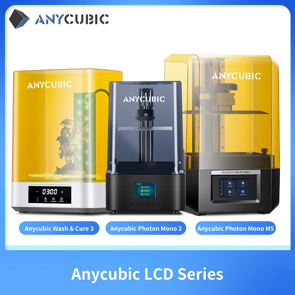 

ANYCUBIC DLP SLA LCD 3D Printer High Speed 3D Resin Printer Wash Cure Machine Photon Mono 2, X2, X 6Ks, M5, M5s, M3 Max, D2