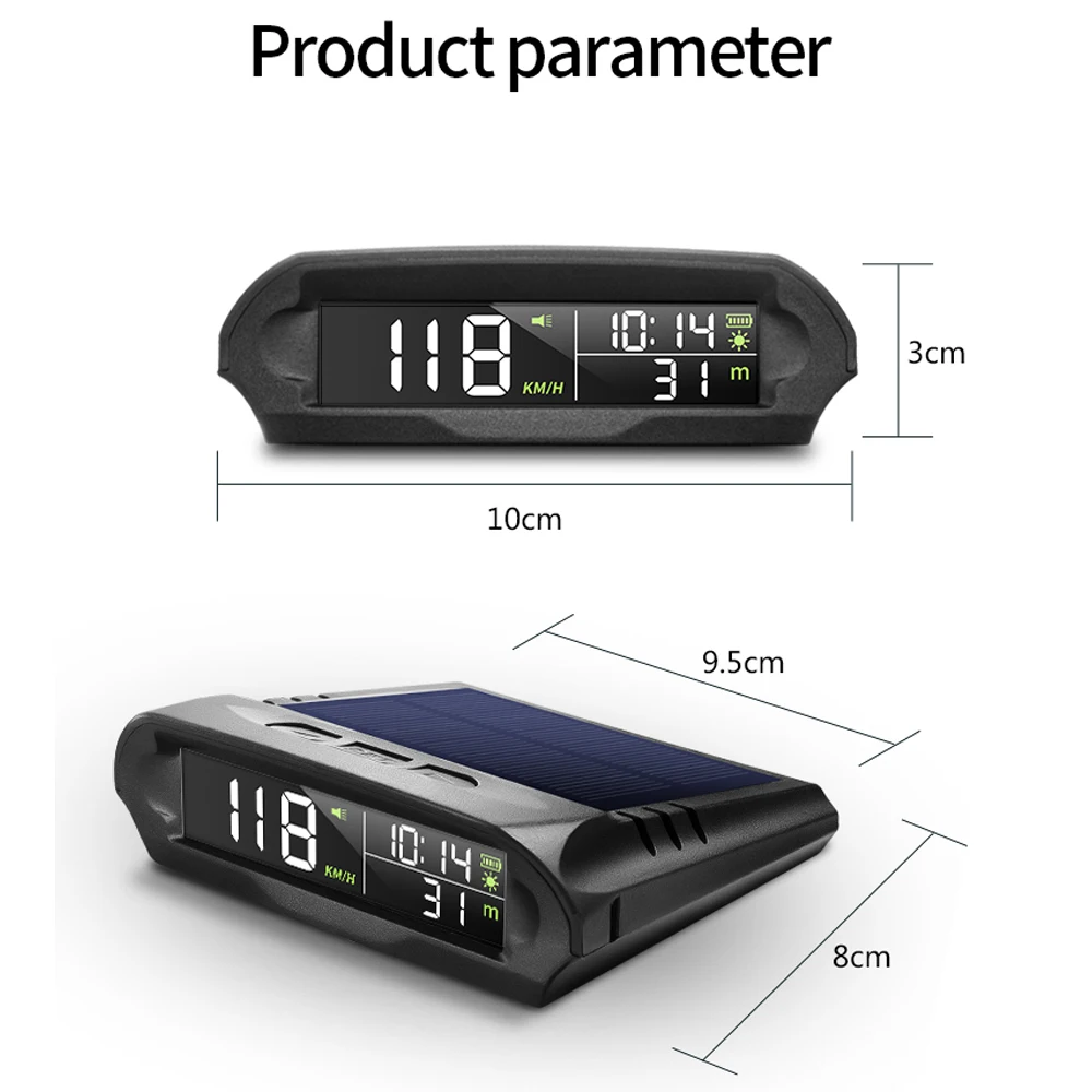 Head Up Display Obd2 Hud Projector Obd2 Hud Display Dashboard Display Screen Solar Digital Car HUD GPS Head Up Display Auto Speedometer Over-Speed Fatigued Driving Reminder Car Clock Temperature Show