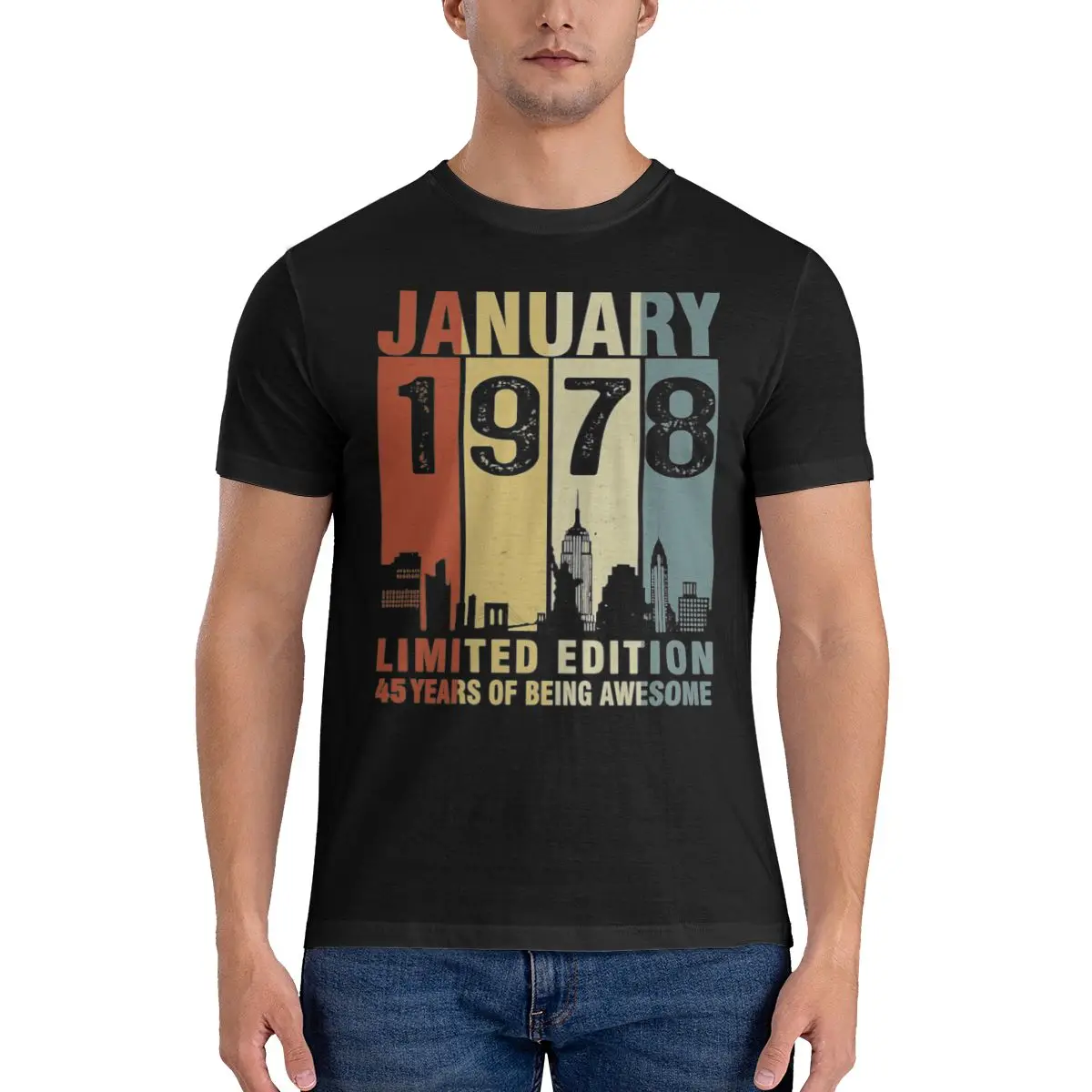 

January 1978 Limited Edition 45 Years Of Being Awesome Tshirt man T Shirt Shirts Cotton Summer Tops Tshirts Short