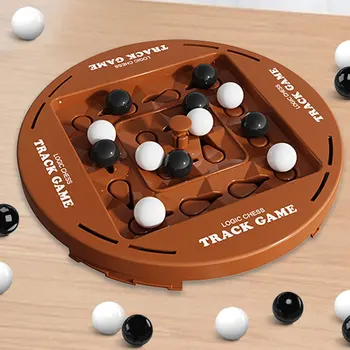Gioco di scacchi logico rotante con binario doppio giocatore Nero Bianco Gioco di binario giocattolo da tavolo con strategia educativa a quattro file