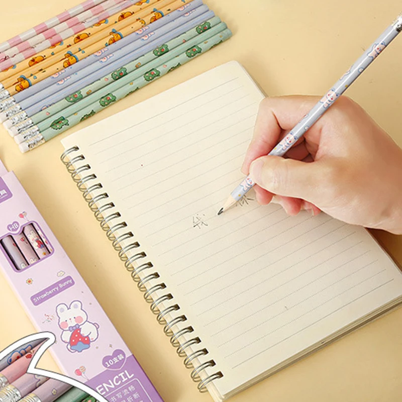 Animal Rabbit Dinosaur Lion Pencil 10 Pack HB Pencil with Rubber Head Stationery Office Supplies 5