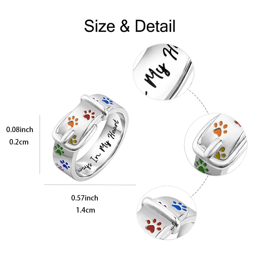 Trendy Colorful Paw Print Collar Shaped Ring Cool Party Jewelry Valentine's Day Gift for Women Mom Family Friends womens ring,finger rings,jewelry rings,ring jewelry