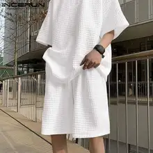 

Fashion Casual Style Men's Short-sleeved Tops 2021 Five-point Pants Stylish Male Streetwear All-match Simple Suits S-5XL INCERUN