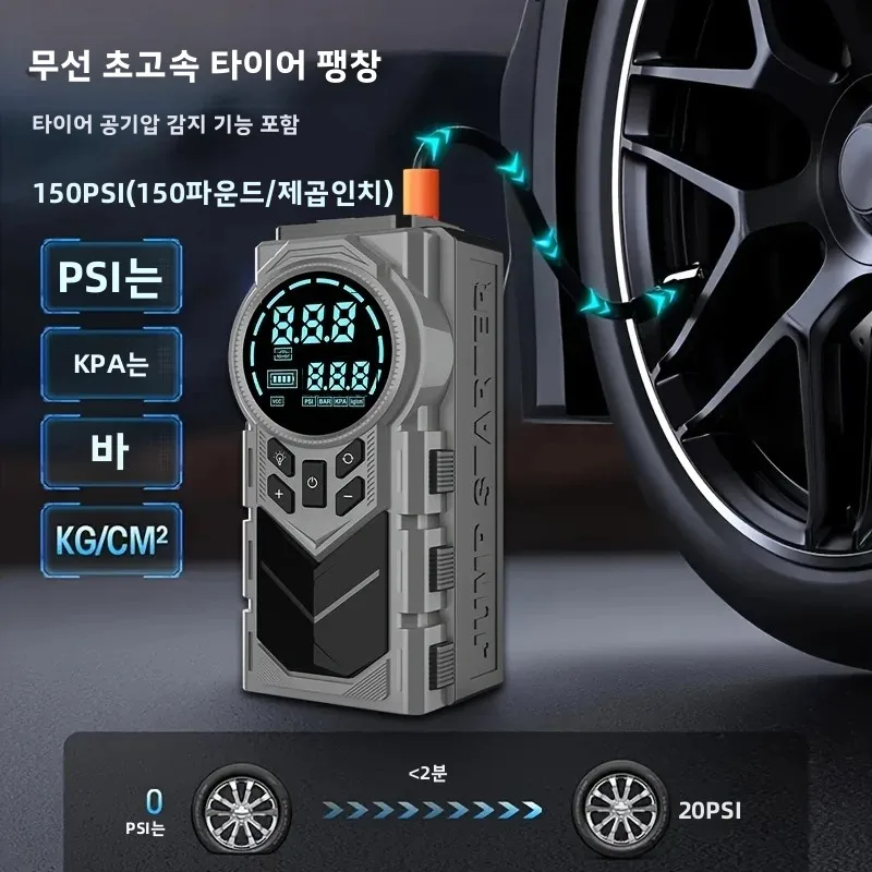 ����Ʈ 12V 2-in-1 ���� ���� ��Ÿ�� �� Ÿ�̾� ���÷����� - JKUOO 150PSI ���÷��̼�, -40 �� C ���׼�, LED ���� USB ��Ʈ