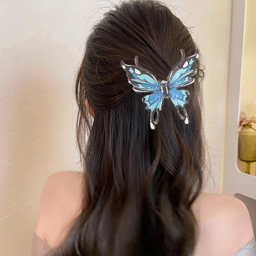 Acrylic Hairpin Hair Grab For Women Sweet Butterfly Hair Claw Hair Clip Korean Ponytail Headdress Temperament Party Hair Claw