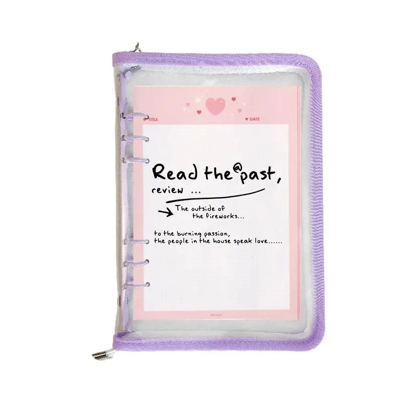 

Binder Pouches With Zipper 6 Ring Transparent Refillable Notebook Shell Journal Organizer Detachable A5 Or A6 Travel Students