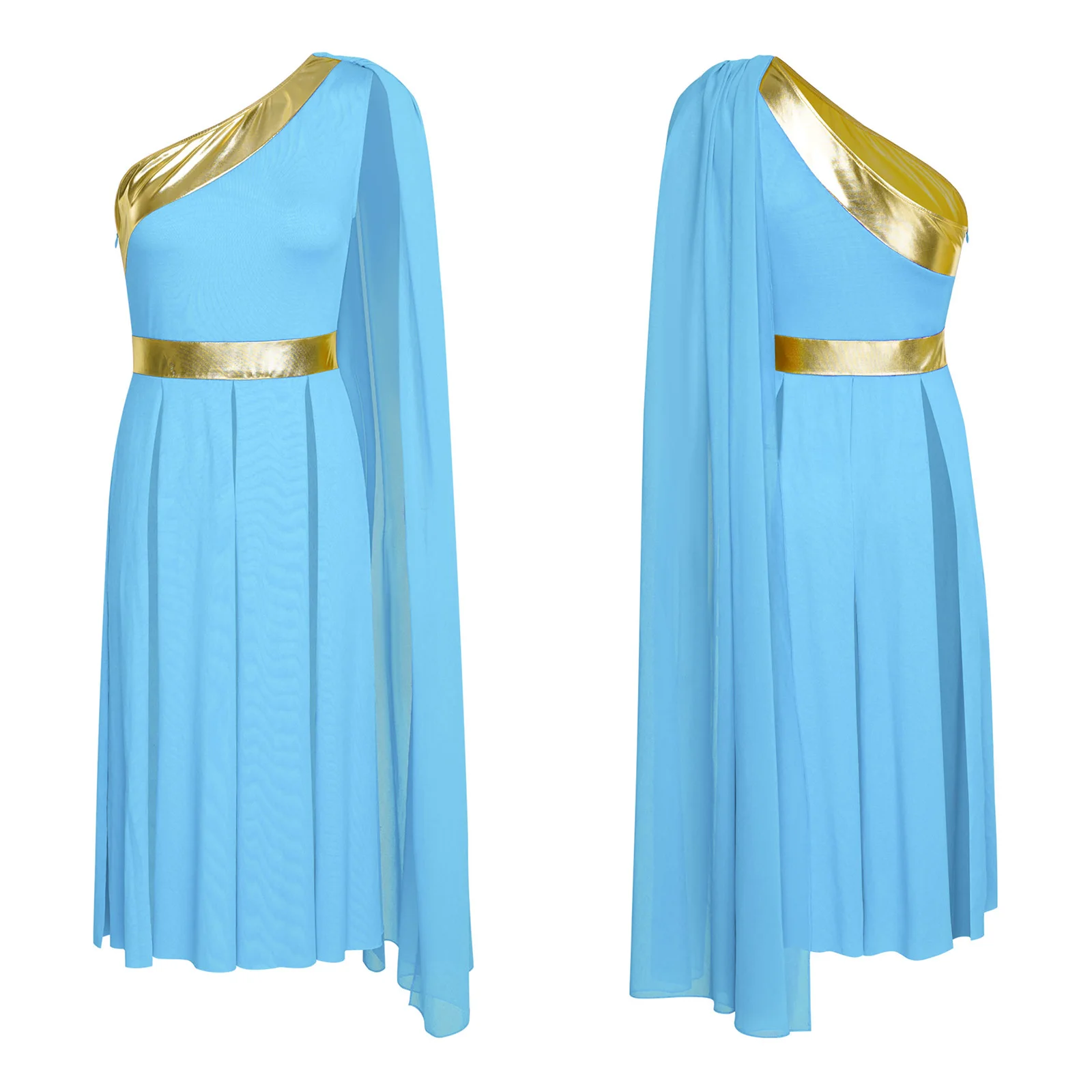 Women's Metallic Praise Dance Dress - One Shoulder Worship Dancewear Tunic