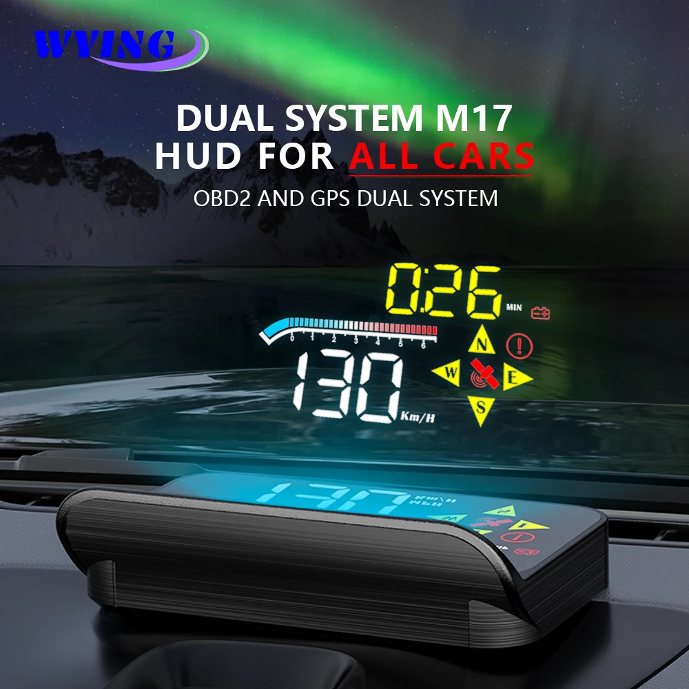 WYING M17 OBD HUD Автомобильный GPS Цифровой Спидометр Проектор Авто Расход топлива