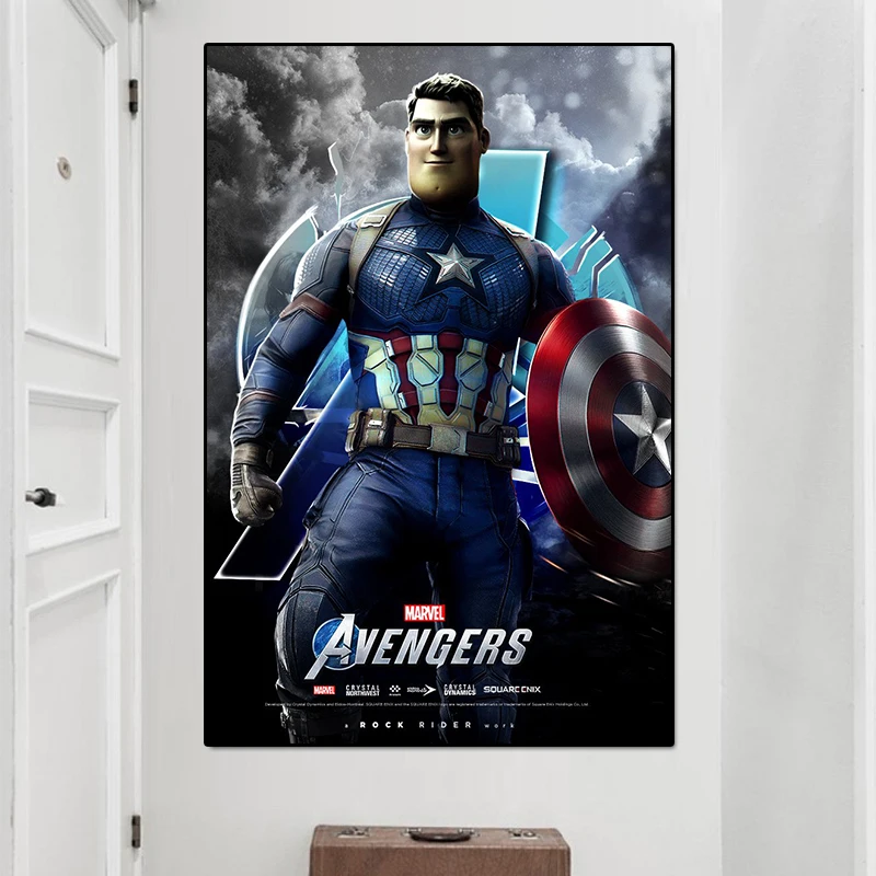 

Disney Toy Story Buzz Lightyear Anime Poster Avengers Superhero American Captain Canvas Painting Wall Art Room Home Decoration