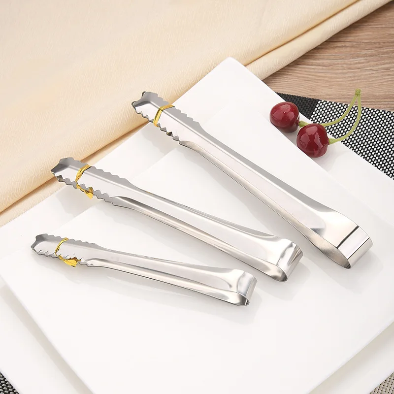 15/19/21cm Stainless Steel Sugar Clips Ice Cube Bread Cake Food Tongs Barbecue Tools Kitchen Accessories Baking Utensils