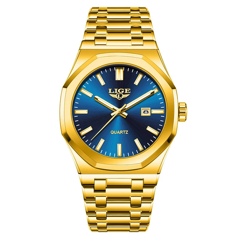 Elegant Gold Quartz Women's Watch - Luminous, Waterproof, Date Display, and Steel Chronograph Design