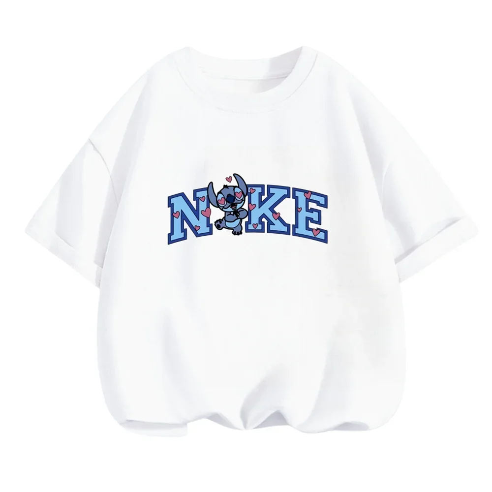 Fashion Disney Stitch Tshirt Summer Teen Short Sleeve Tops T-shirt Boy Girl Kids 3-14 Years Old Baby Sports Jersey Clothing 3
