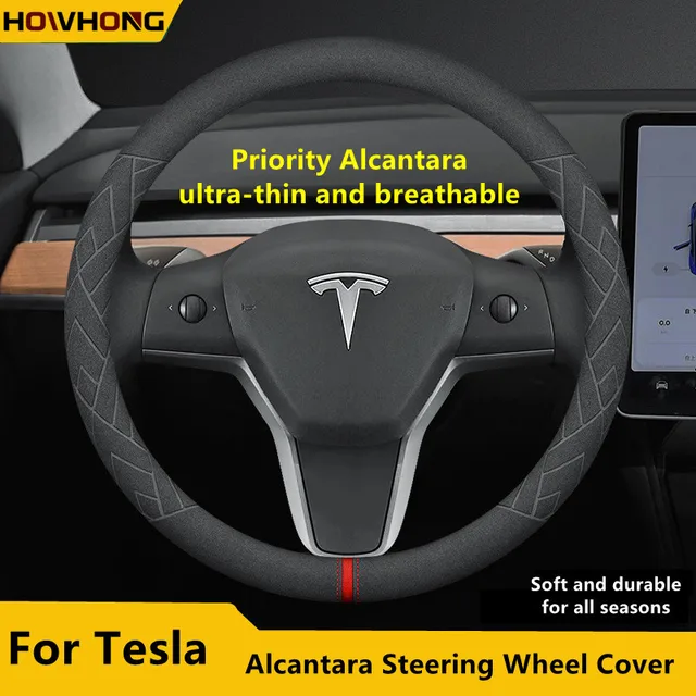 테슬라 모델 3/Y/S/X를 위한 고급스러운 알칸타라 핸들 커버: 편안함과 스타일의 향연