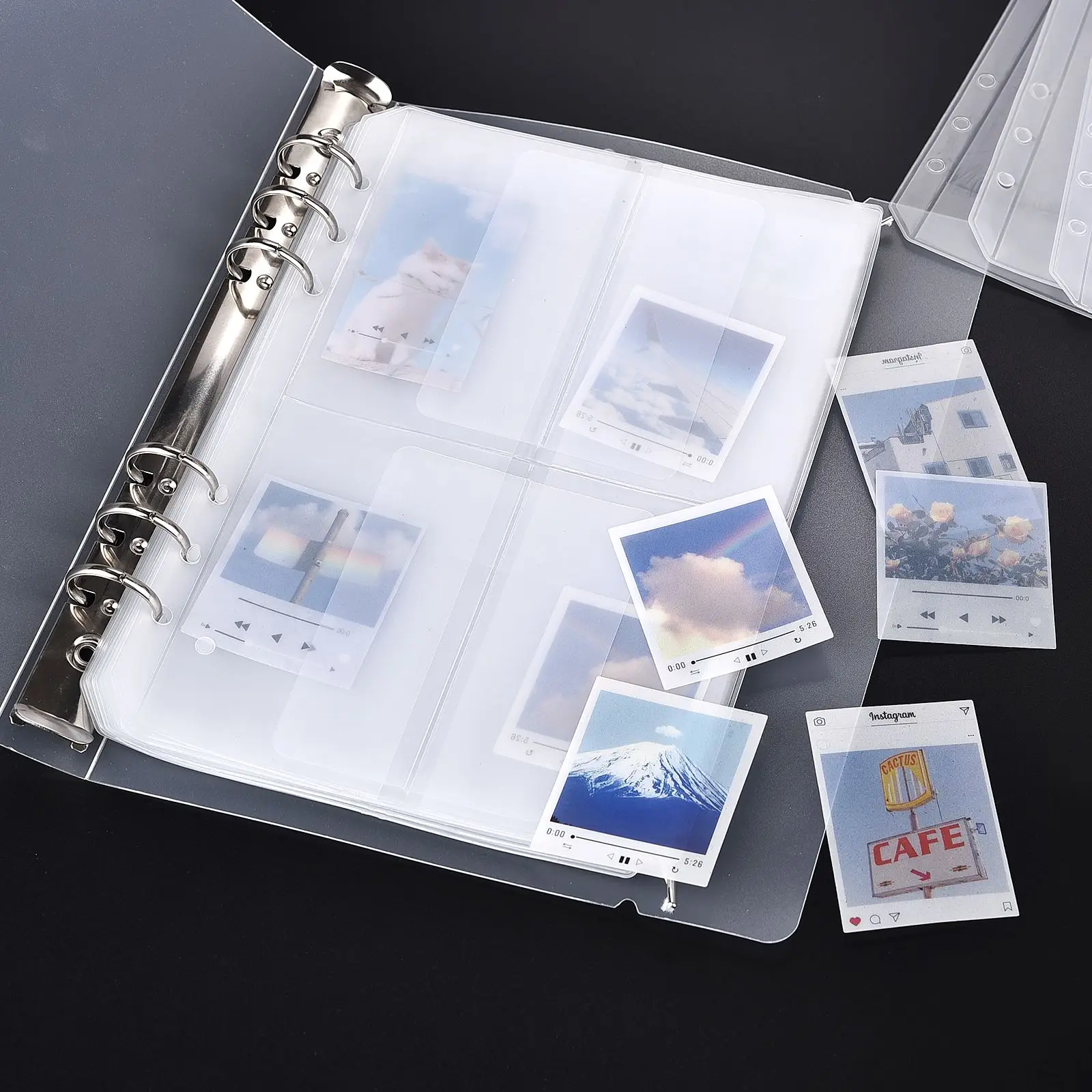 A5 6-Hole Strap Storage Clip And Storage Bag Scrapbook Cutting Die Organizing Sticker Transparent Bag storage bag storage clip