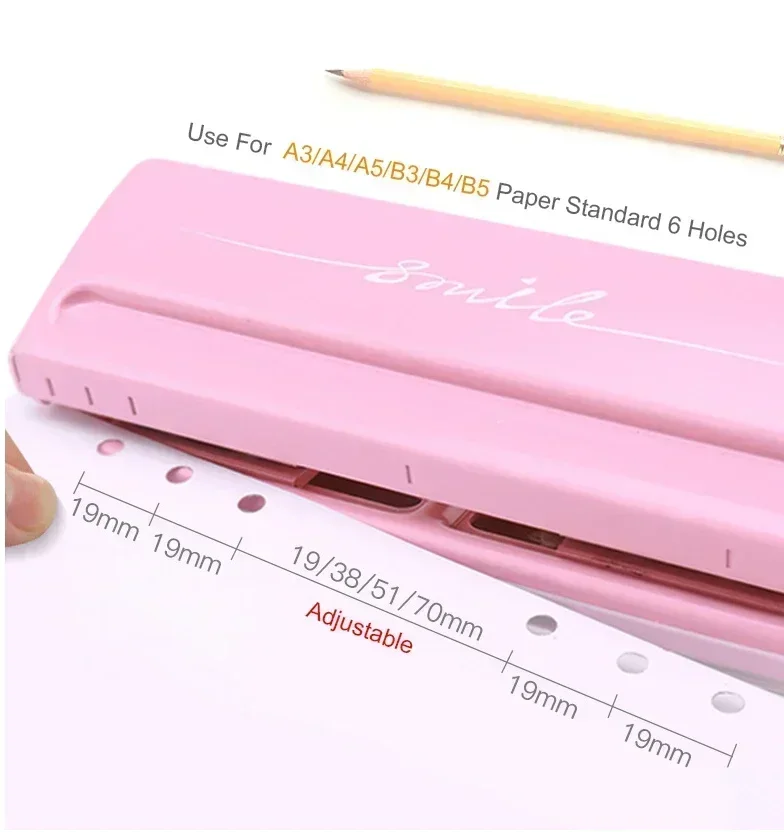 office-stationery-metal-single-page-scrapbook-loose-leaf-6-hole-punch-adjustable-paper-color-hole