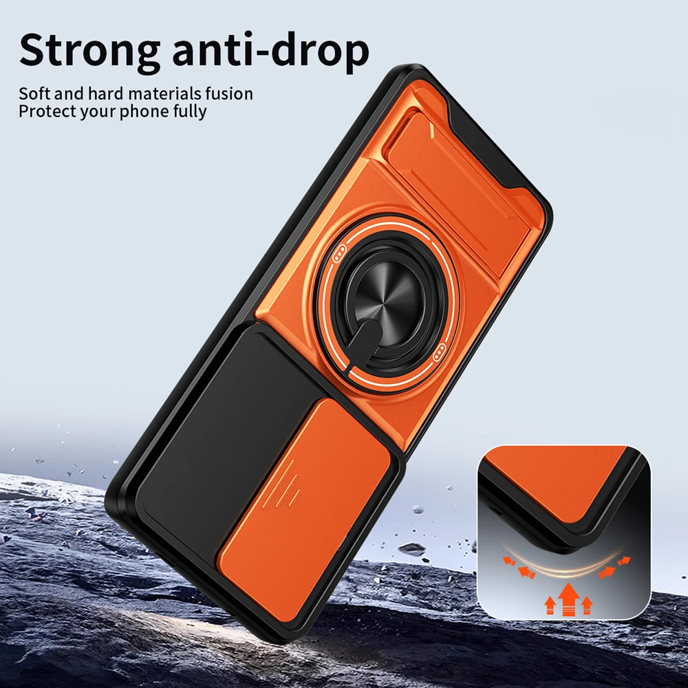 Magnetic Phone Case with Slide Camera Protection and Upright Kickstand