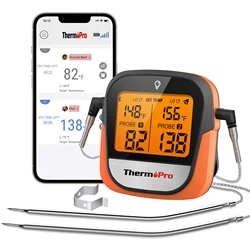 Bluetooth-Connected Dual Probe Digital Meat Thermometer with Backlit Display