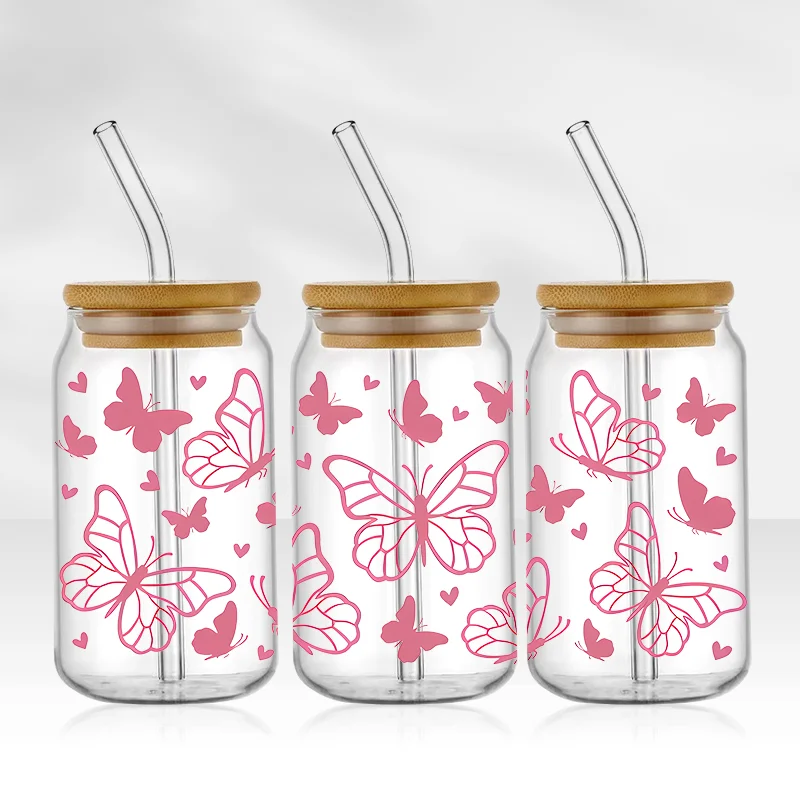 Waterproof Transfer Sticker DIY Pink Butterfly Washable UV DTF Transfer