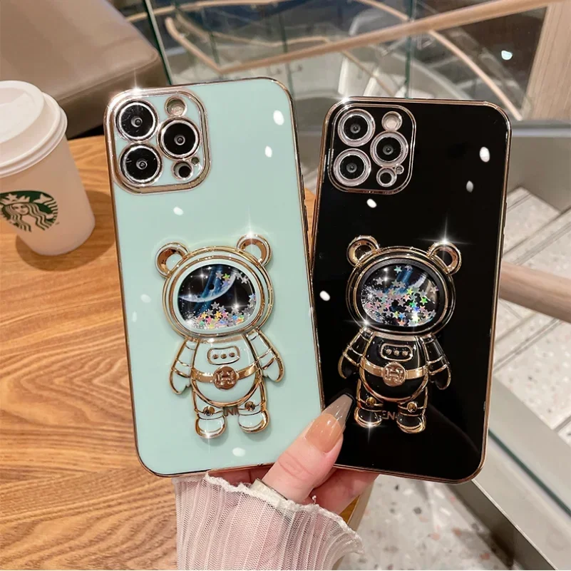 デラックス宇宙飛行士スタンド付きグリッターケース,iphone 16