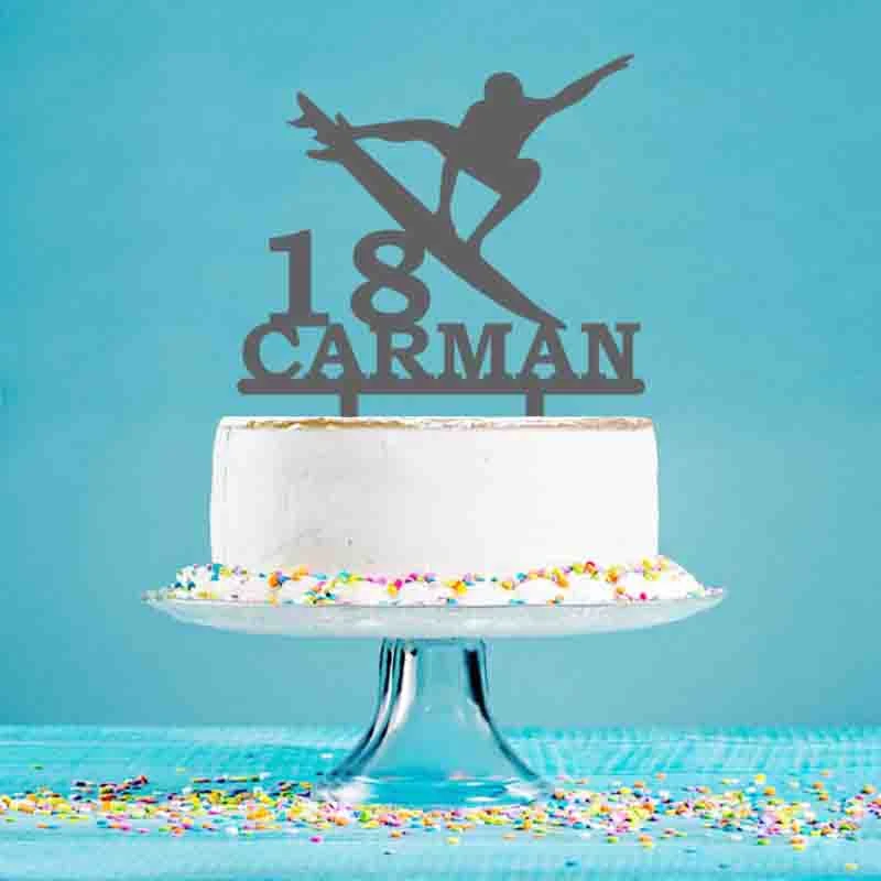 パーソナライズされたビーチサーフケーキトッパー カスタム名 サーフィンシルエット 誕生日パーティー ケーキの装飾 ケーキデコレーション用品 Aliexpress