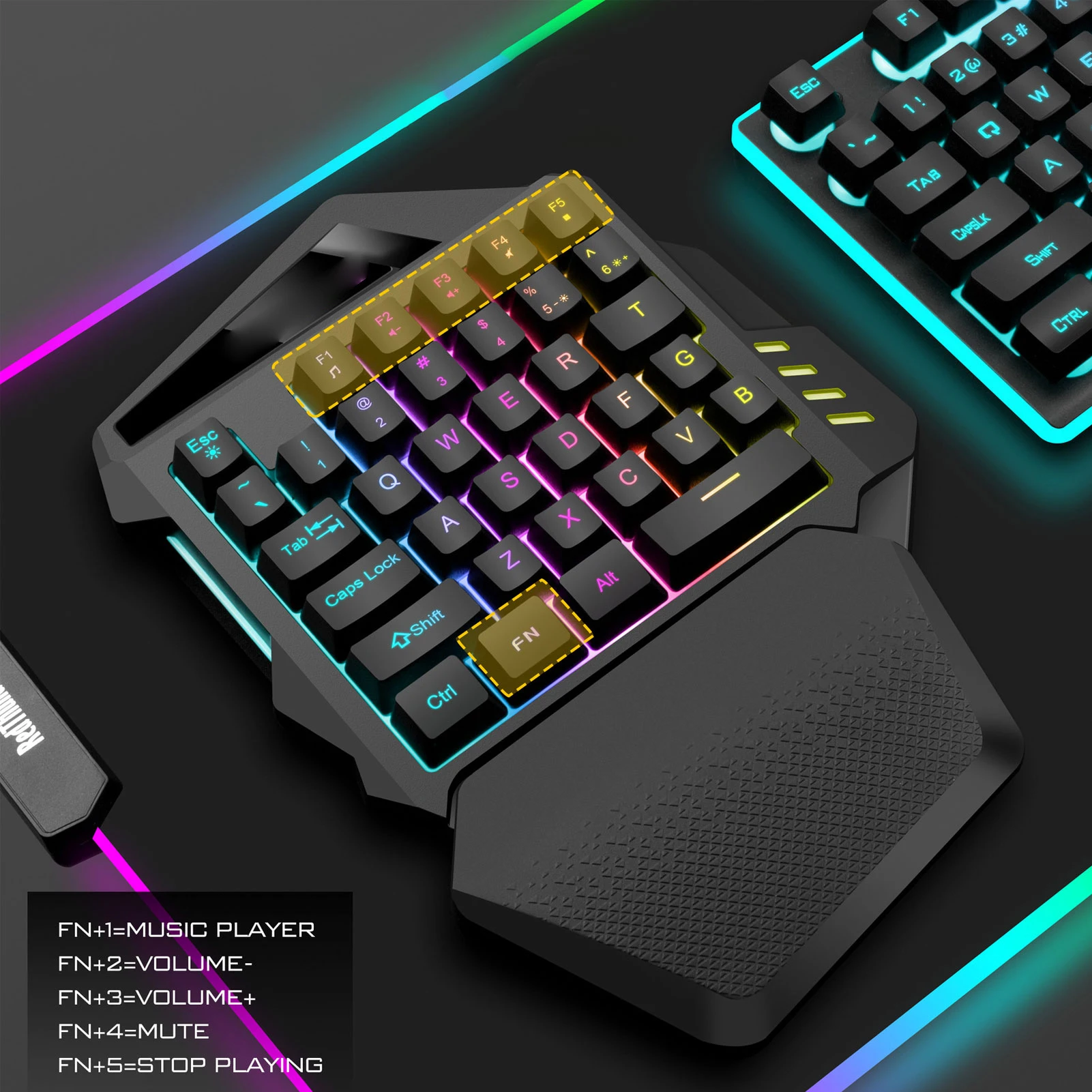 미니 기계식 키보드 한 손으로 게임용 키보드 2.4G 무선 RGB 조명 ABS 35 키 컴퓨터 용 게임용 키보드