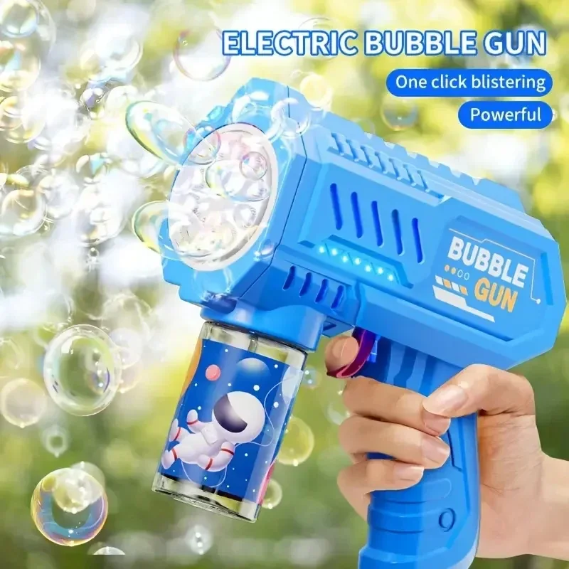 Kids 10 Holes Electric Bubble Gun Automatic Soap Blower With Light Summer Outdoor Party Games Bubbles Machine For Boys Girls 6