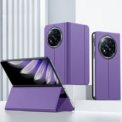 Luxury Magnetic Flip Leather All - Inclusive Protective Case with Kickstand Holder and Camera Protection for OPPO Find N5 (Purple)