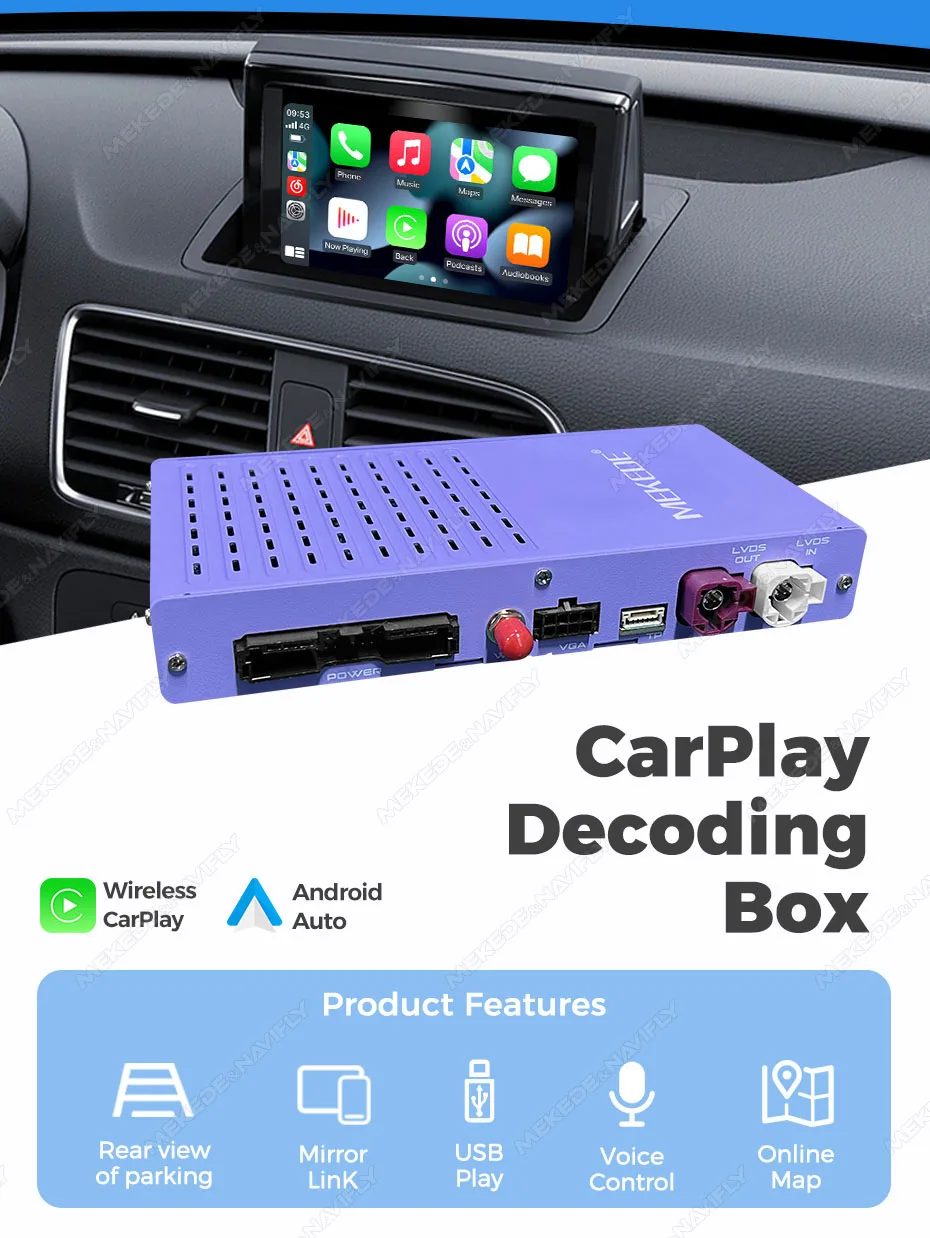 MEKEDE Original Bildschirm-Decoder-Box Android Auto Carplay für Audi A4 A5 Q5 A1 Q3 2008 - 2018 MMI 2G 360 ° Panorama BT WIFI GPS DSP – Detail 1