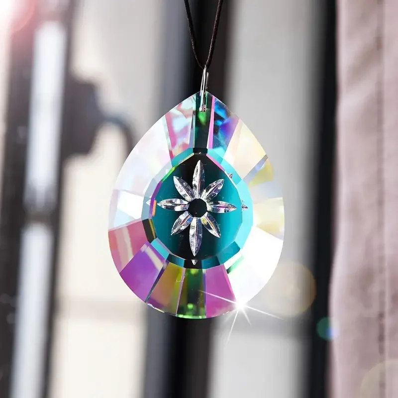 1pc Crystal Rainbow Trap, hanging prism chandelier, colorful light refracting decoration, home and garden accessories