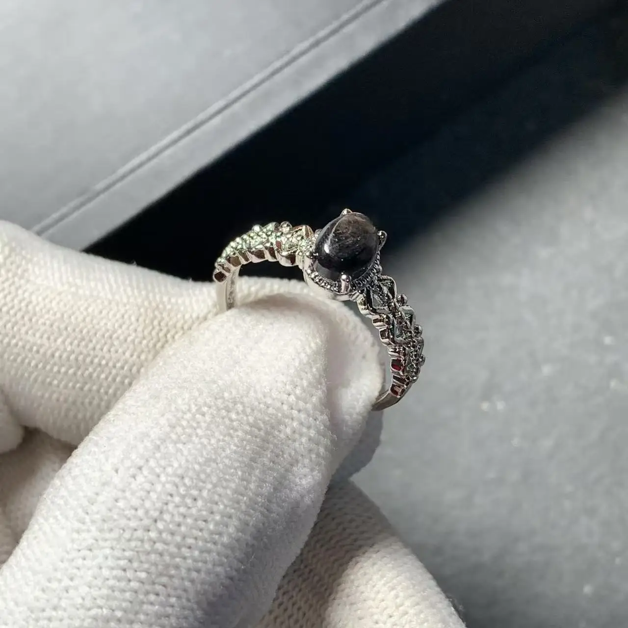 MM Natural Hypersthene Golden luck stone Ring Adjustable Female Ring Jewelry for Women Gift Wholesale High Quality Vintage Fine